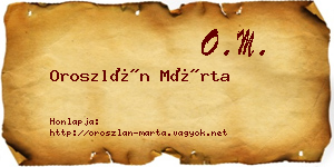 Oroszlán Márta névjegykártya