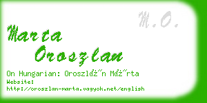 marta oroszlan business card